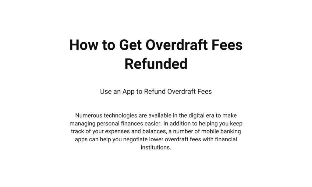 Use an App to Refund Overdraft Fees